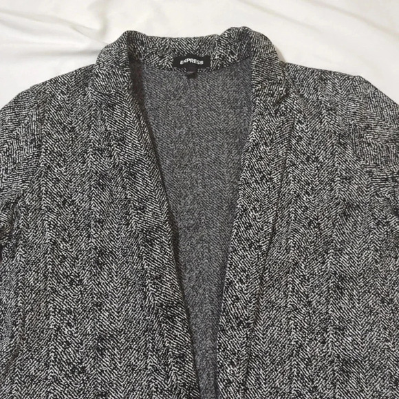 Express Two Pocket Herringbone Blazer, Color Black/Gray Size L - Picture 6 of 15